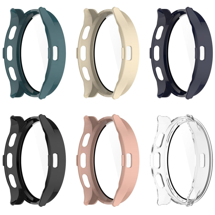 Watch case shells in dark, teal, beige, pink, and clear colors—side views