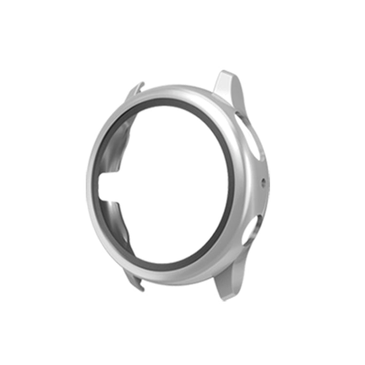 Silver protective watch bezel case with dark inner ring and side cutouts