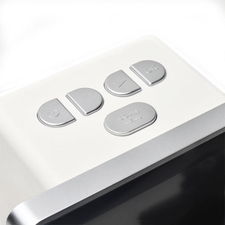 Close-up of white scanner top control buttons and top panel