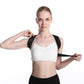 Black posture correction belt with shoulder strap, fastened with a front adjustment strap