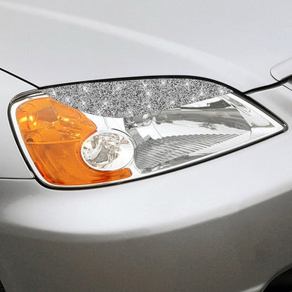 Car headlight eyebrow diamond sticker, chrome-silver glitter trim on headlamp lens edge