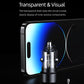 Black car charger with transparent shell showing inner circuit components.