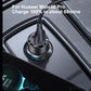 Black dual-port car charger with round base and transparent charging tube.