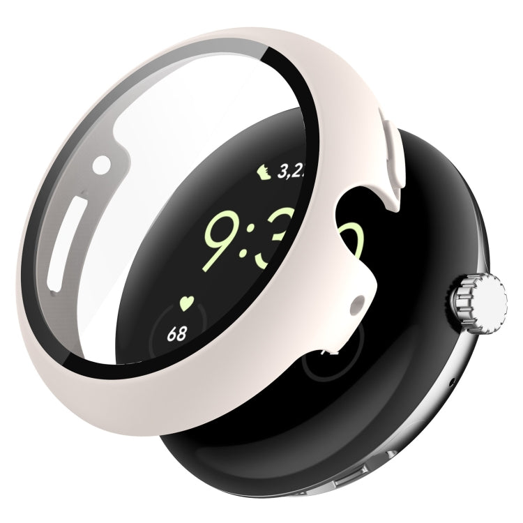 White integrated protective watch case with clear tempered film for watch display