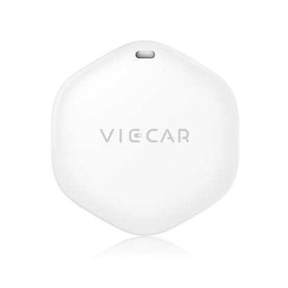 White VIECAR wireless key locator tracker with top button and VIECAR logo