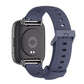 Honeycomb-texture TPU watch band in dark blue with metal clasp and strap holes