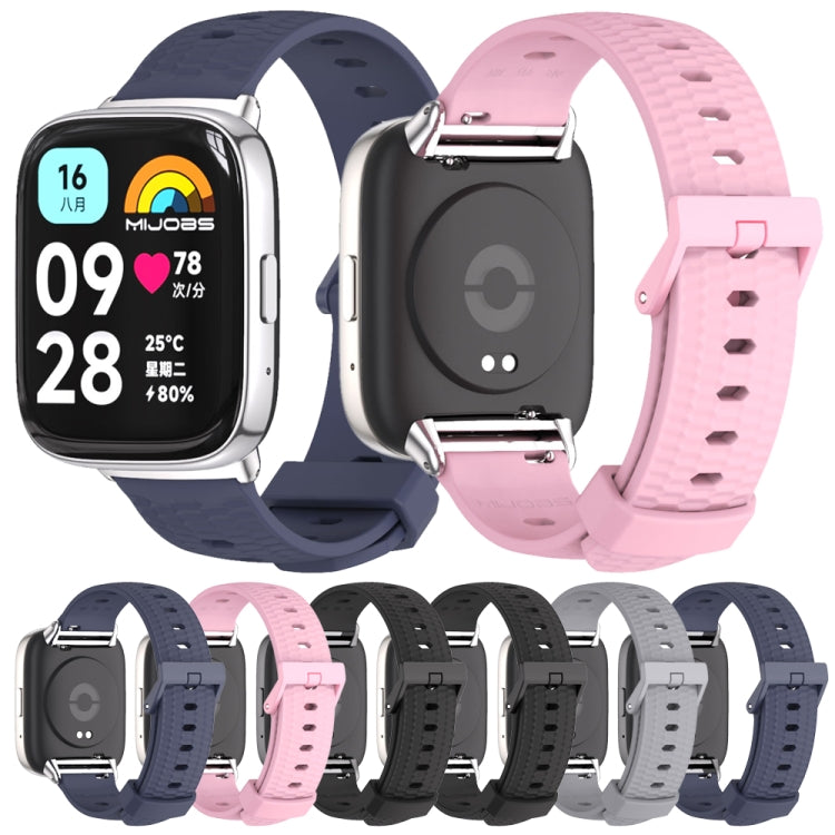 Honeycomb-texture TPU watch bands set: pink, navy, black, and gray with metal buckles