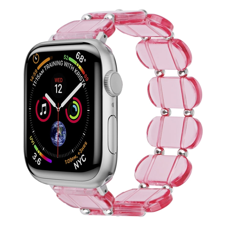Pink translucent resin watch band with silver-tone link connectors