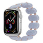 Light blue resin Apple Watch band with rose-gold links and metal clasp