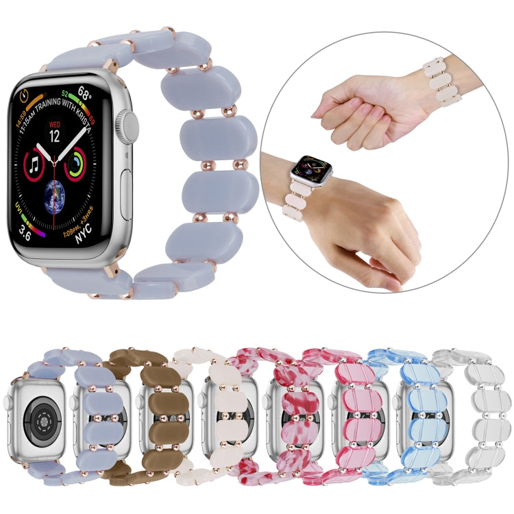 Stretch resin watch band set showing multiple colors, including light-blue and pink