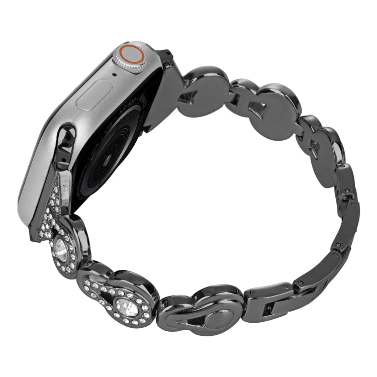 Gunmetal metal watch band with rhinestone gourd links for Apple Watch