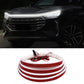 Red LED hood light strip set with wiring harness and mounting clips