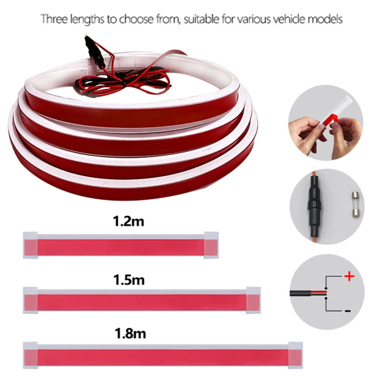 Red LED hood light strip kit, showing 1.2m/1.5m/1.8m length options