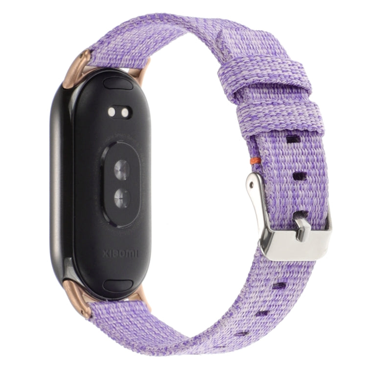 Lavender purple nylon canvas watch band with clasp on the side
