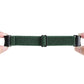 Green braided nylon watch band strap with black buckle and keeper, for Samsung Galaxy Watch