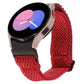 Braided nylon watch band in red zigzag weave, with loop-and-pin clasp, for Samsung Galaxy Watch