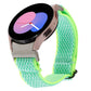 Braided nylon watch band in neon green zigzag weave, with loop-and-pin clasp, for Samsung Galaxy Watch