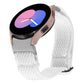 Braided nylon watch band in white zigzag weave, with loop-and-pin clasp, for Samsung Galaxy Watch