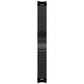 Black metal watch band with one-bead link design, straight strap view