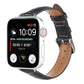 Black slim crocodile leather watch band with perforations and metal clasp
