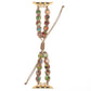 Heart-stone drawstring chain watch band with multicolor oval beads and metal pins
