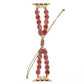 Heart-stone drawstring Apple Watch chain band with red heart stones and cord ties