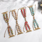 Set of heart-stone drawstring chain watch bands in multicolor, beige, blue, and red