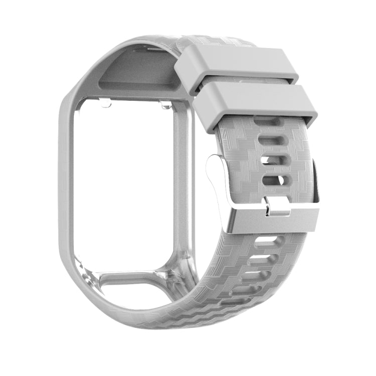 Light grey replacement watch strap with connector and adjustable buckle, Tomtom Radium