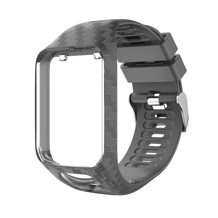 Charcoal grey replacement watch strap with clasp and buckle, textured for Tomtom Radium