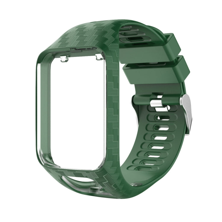 Army green textured replacement watch strap with clasp and adjustable buckle for Tomtom Radium