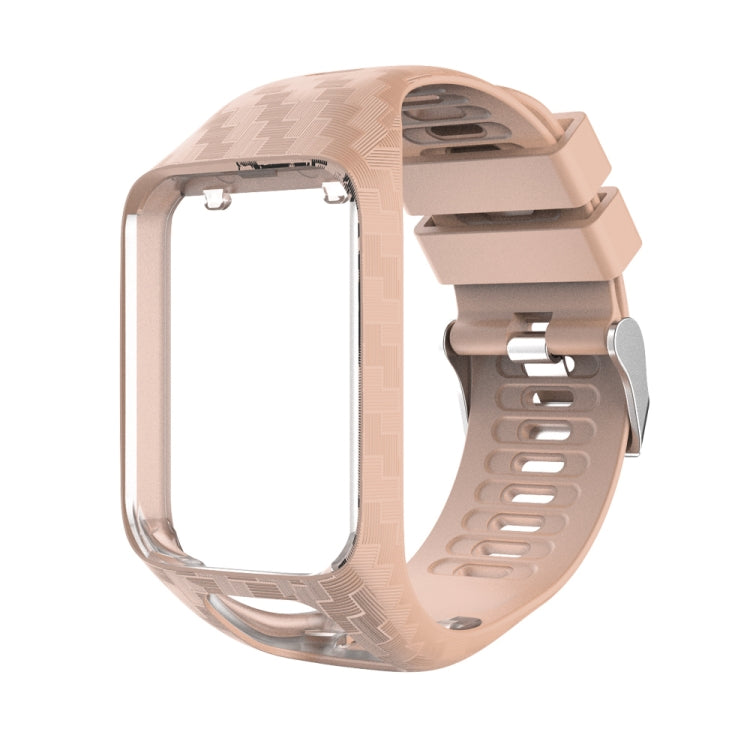 Khaki textured watch strap with connector and adjustable buckle for Tomtom Radium