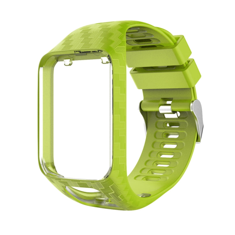 Lime green textured watch strap with clasp and adjustable buckle for Tomtom Radium