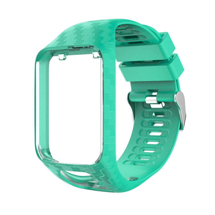 Mint green textured watch strap with clasp and connector buckle for Tomtom Radium
