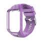 Purple textured silicone watch strap with adjustable clasp and metal pin