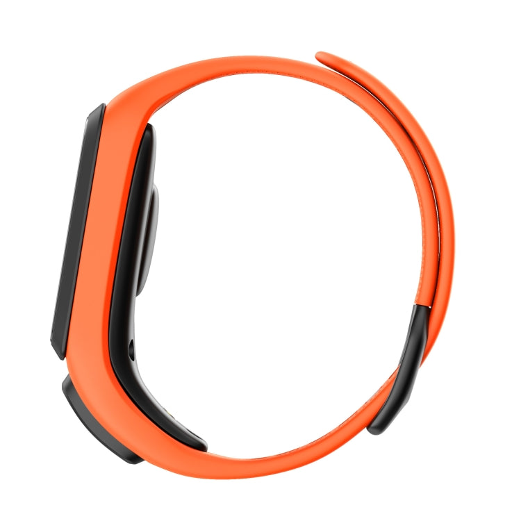 Orange and black silicone replacement watch strap band, shown from side profile