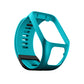 Teal silicone replacement watch strap with perforated texture and adjustable buckle