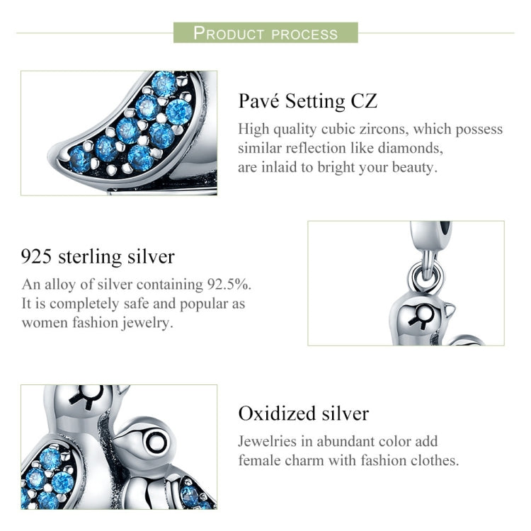 S925 sterling silver bird bracelet with blue gem inlays