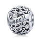 Sterling silver birthstone charm bead with April script and clear crystal accents