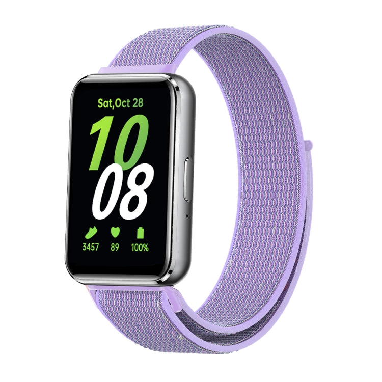 Woven nylon loop watch band for Galaxy Fit 3, purple mesh loop band.
