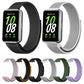 Woven nylon loop watch band for Galaxy Fit 3, black and light gray bands shown.