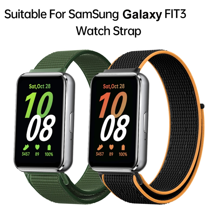 Woven nylon loop watch band pair with green and black-orange straps.