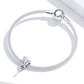 Silver mesh bracelet with tulip charm bead and round clasp