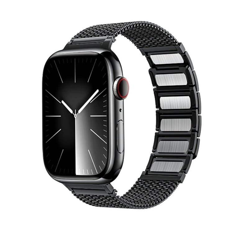 Black stainless steel braided chain watch band with magnetic clasp for Apple Watch