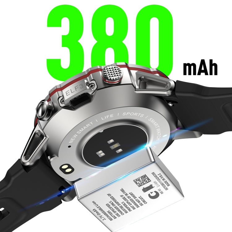 Smart watch back with exposed battery module and charging contact, black silicone strap