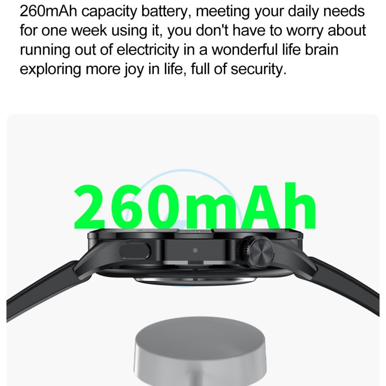 Smart watch back and strap close-up with 260mAh battery branding