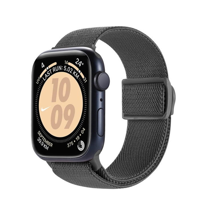 Dark gray nylon watch band with carbon-fiber texture and snap buckle strap for smartwatch