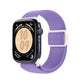 Purple nylon Apple Watch band with textured weave and snap buckle