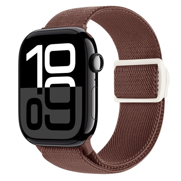 Brown nylon watch band with carbon-fiber texture and snap buckle strap for smartwatch