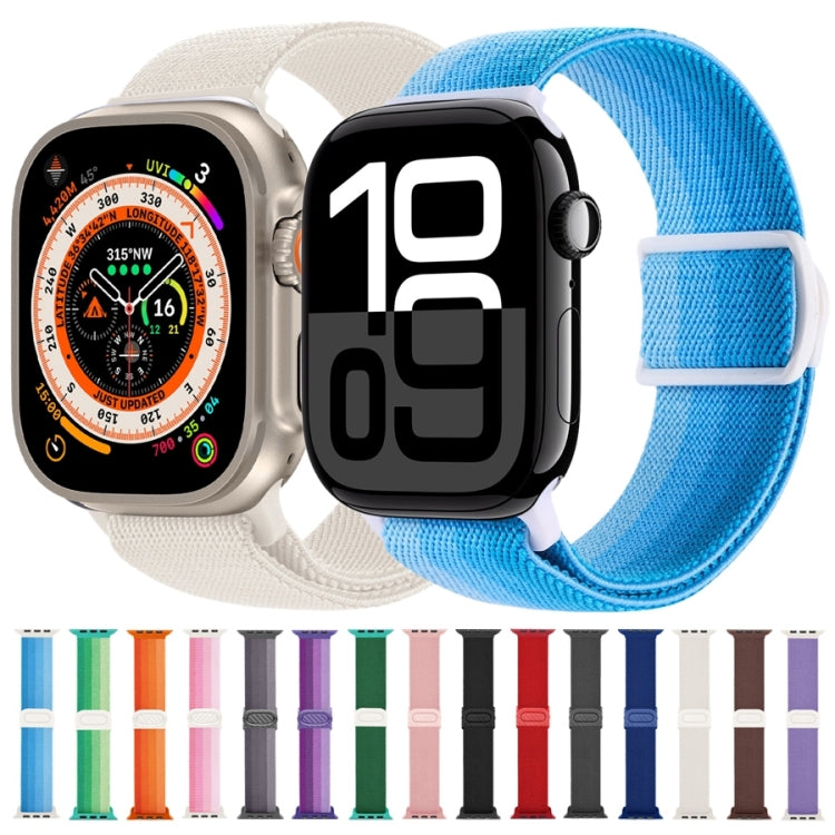 Carbon fiber-texture nylon watch band pair with snap buckle in light beige and blue