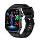 Black smartwatch with health display and silicone band